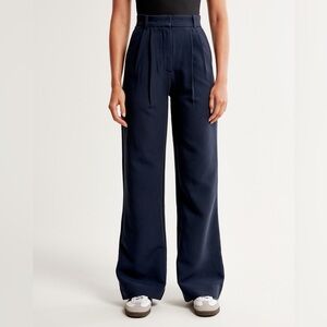 Abercrombie & Fitch High Rise Navy Sloane Tailored Wide Leg Pants